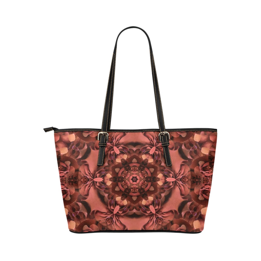red roses reloaded Leather Tote Bag/Small (Model 1651)