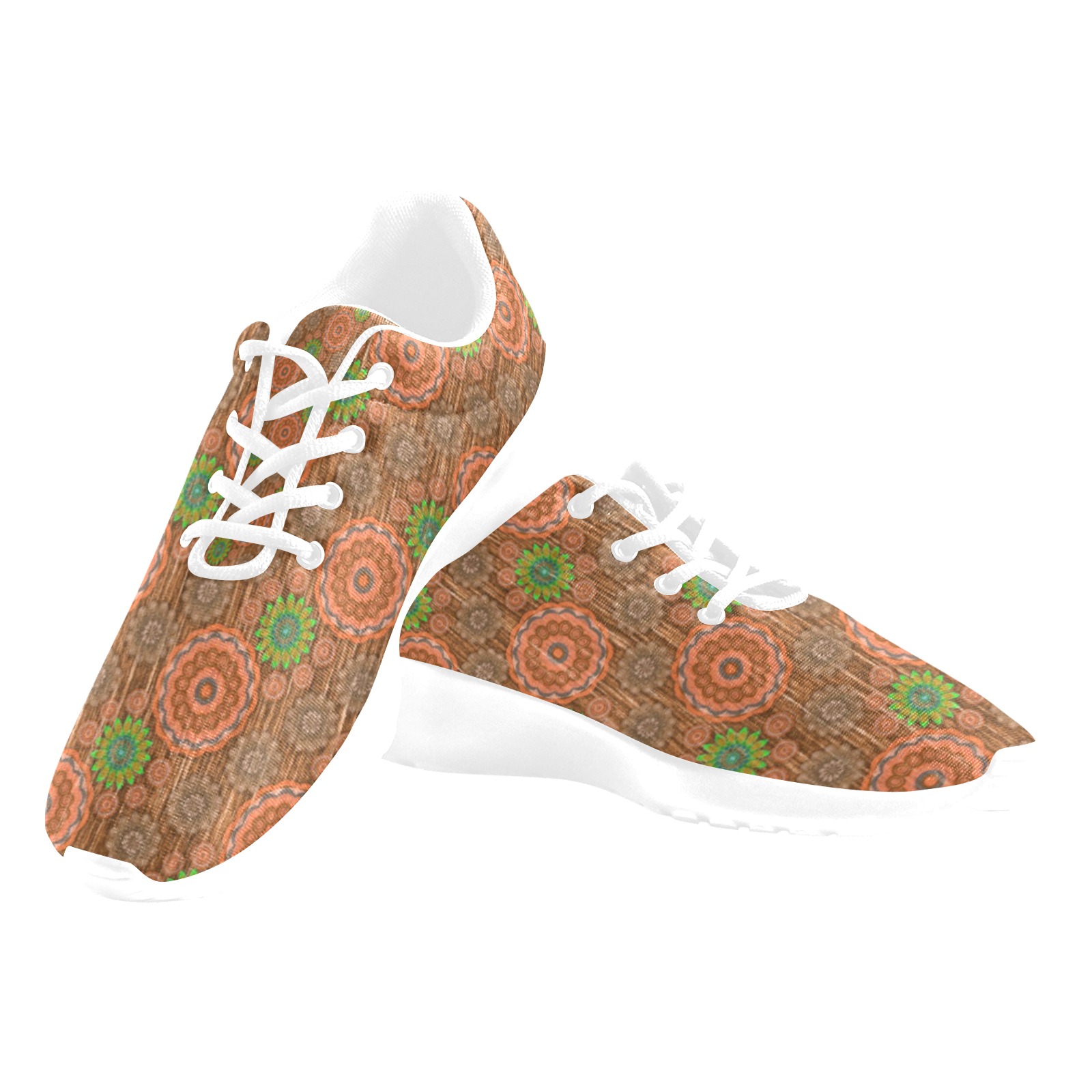 The Orange floral rainy scatter fibers textured Women's Athletic Shoes (Model 0200)