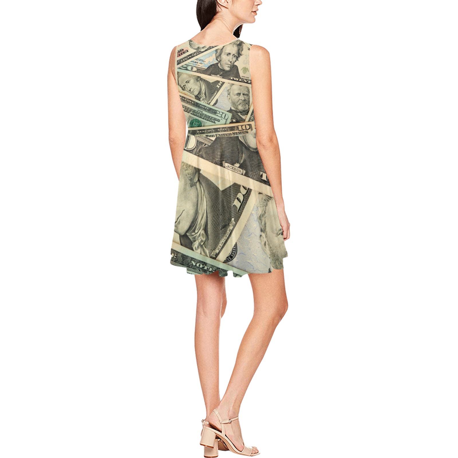 US PAPER CURRENCY Thea Sleeveless Skater Dress(Model D19)