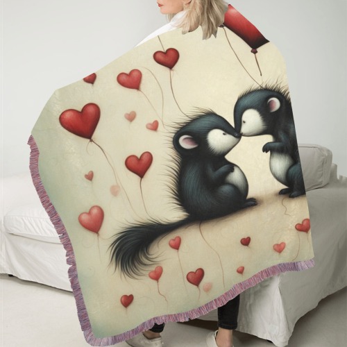 Skunk Love 1 Ultra-Soft Fringe Blanket 40"x50" (Mixed Pink)