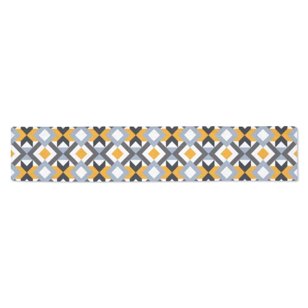 Retro Angles Abstract Geometric Pattern Table Runner 14x72 inch