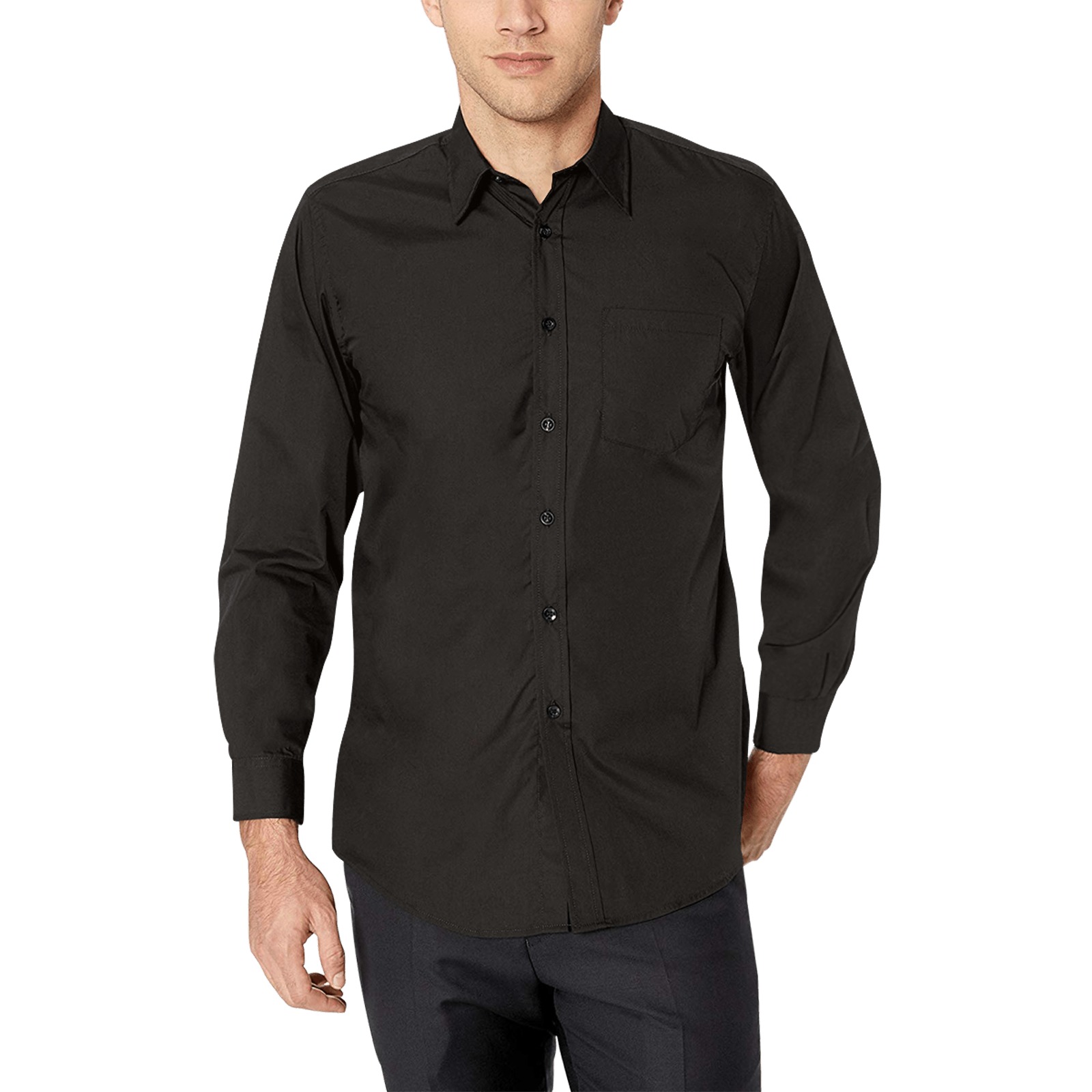 Black Collection Men's All Over Print Casual Dress Shirt (Model T61)