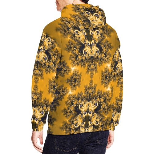 Golden Sun through the Trees Frost Fractal All Over Print Hoodie for Men (USA Size) (Model H13)