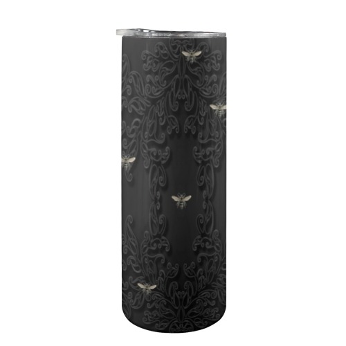 Black Bees and Lace 20oz Tall Skinny Tumbler with Lid and Straw