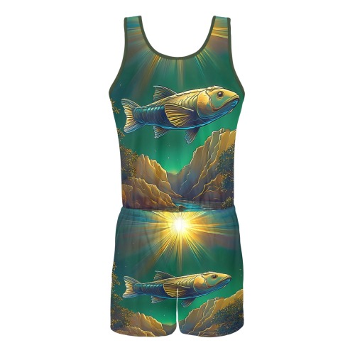 Celestial Swim All Over Print Vest Short Jumpsuit