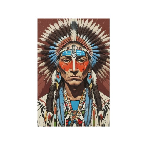 Stunning fantasy art of Native American chief. Frame Canvas Print 32"x48"