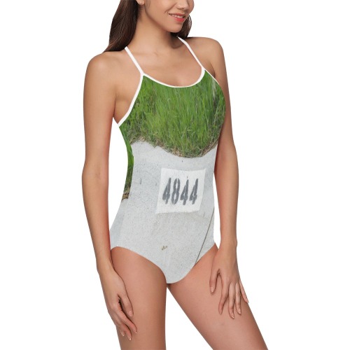 Street Number 4844 with white straps Strap Swimsuit ( Model S05)