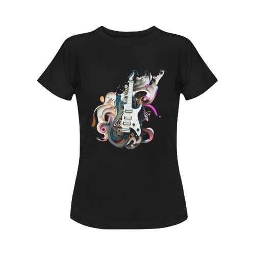 Cute colorful guitar Women's Classic T-Shirt (Model T17）