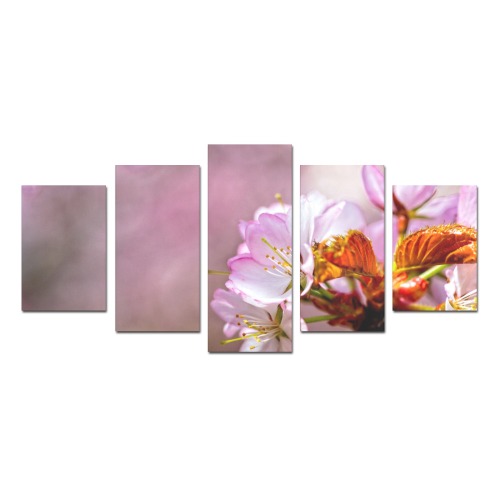 Classy sakura cherry flowers, pink mist of spring. Canvas Print Sets D (No Frame)
