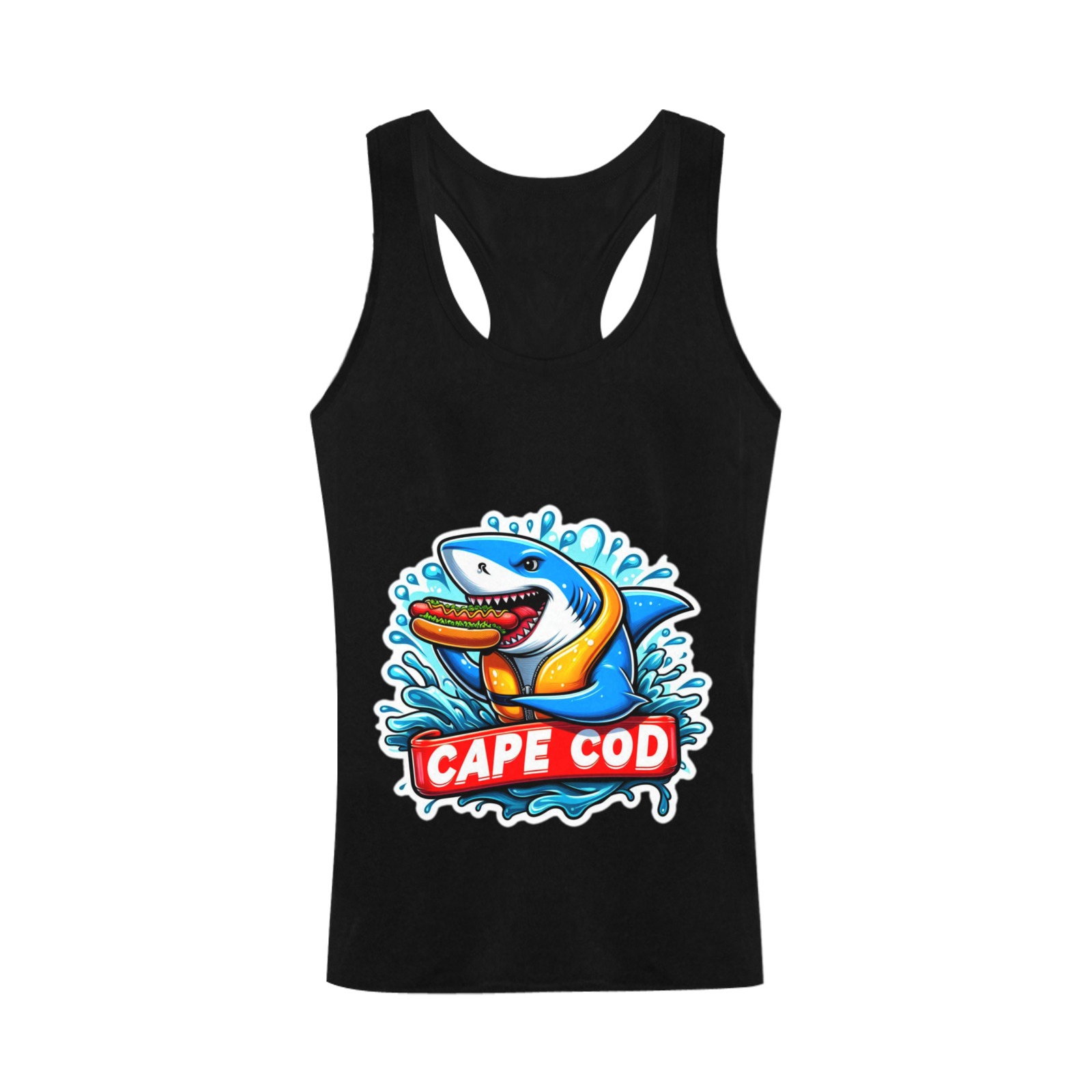 CAPE COD-GREAT WHITE EATING HOT DOG 3 Men's I-shaped Tank Top (Model T32)