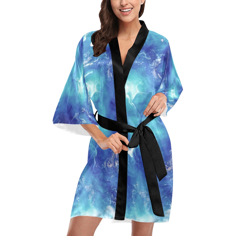 Encre Bleu Photo Kimono Robe