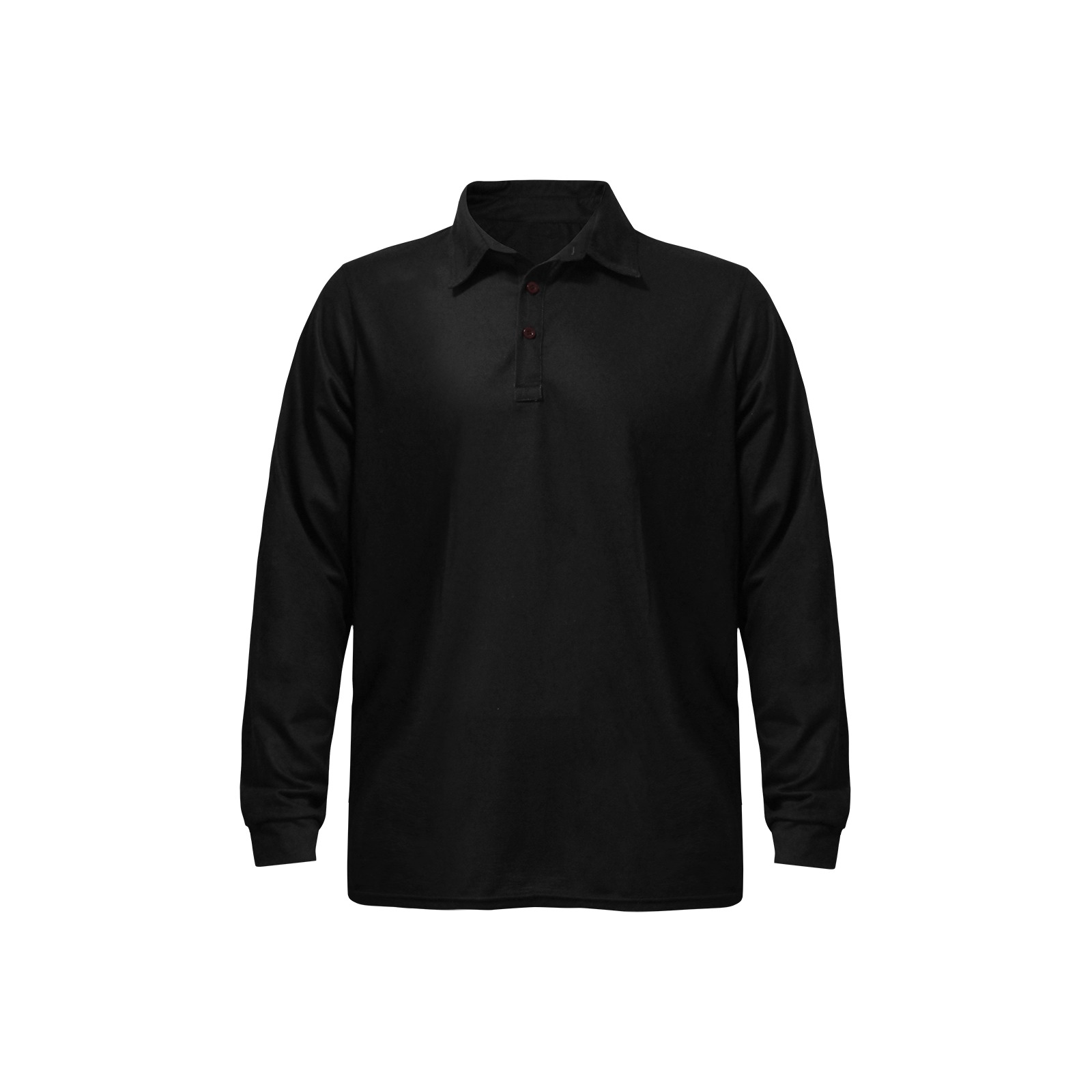 Solid Black Long Sleeve Polo Men's Long Sleeve Polo Shirt (Model T73)