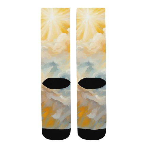 Sun is shining above the colorful clouds cool art Men's Custom Socks