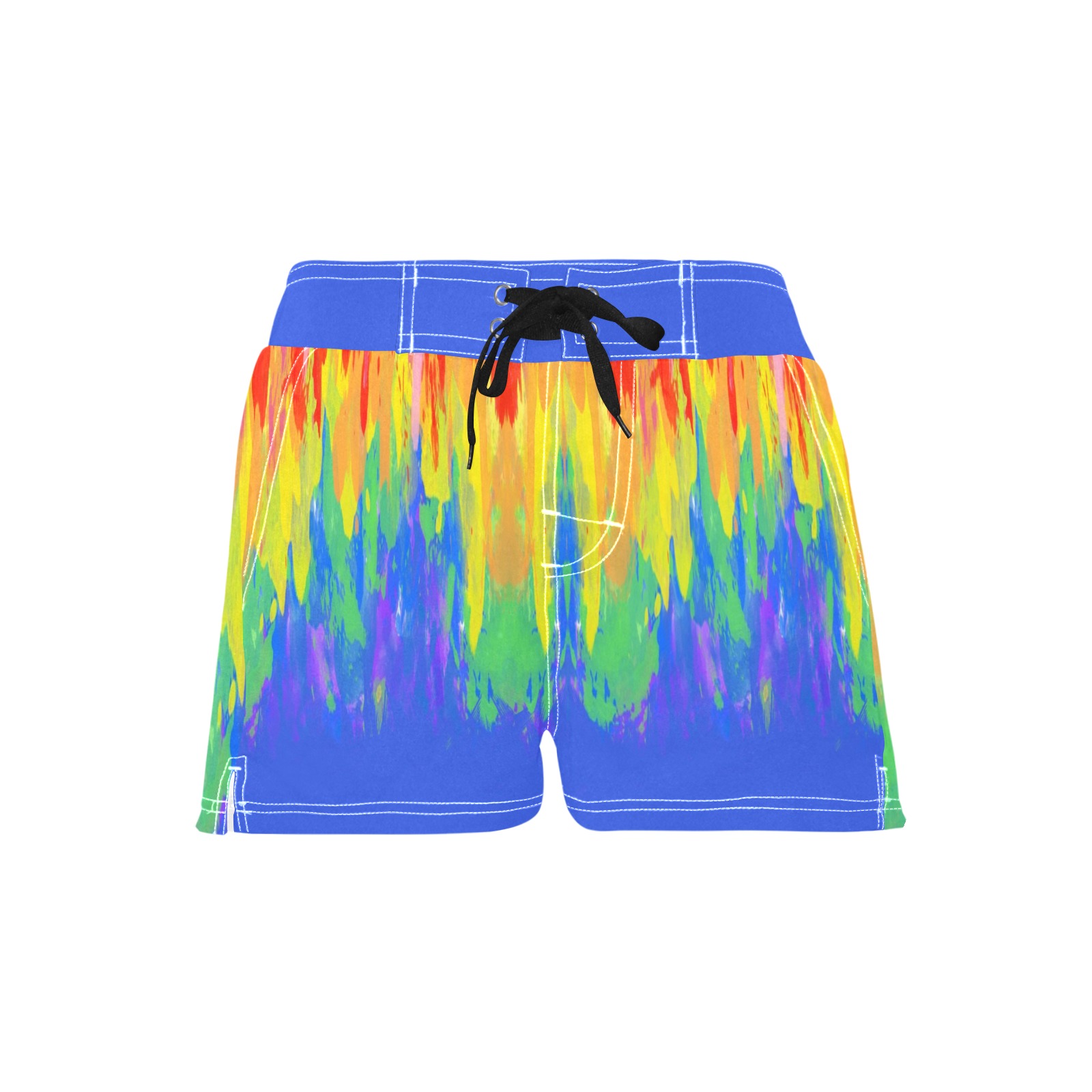 Abstract Paint Flames Blue Women's Casual Board Shorts (Model L54)