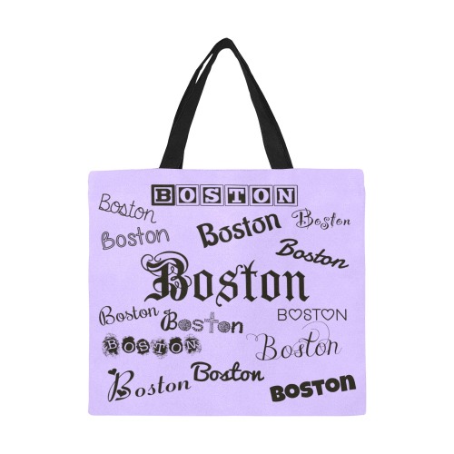 Black Boston Fonts on Lavender Background All Over Print Canvas Tote Bag/Large (Model 1699)