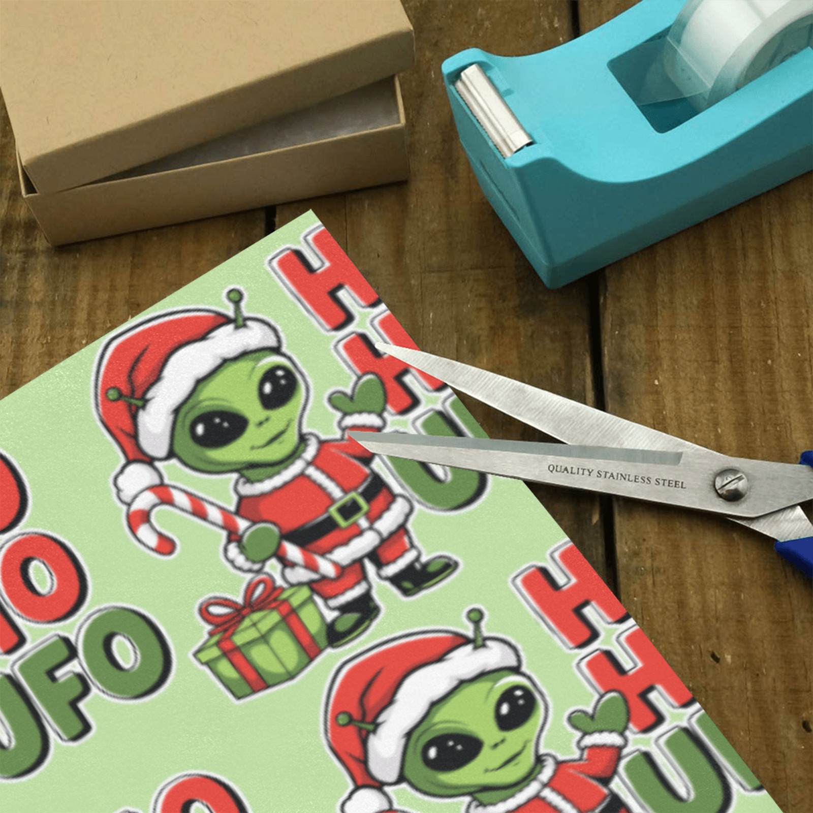 Ho Ho UFO Gift Wrapping Paper 58"x 23" (1 Roll)