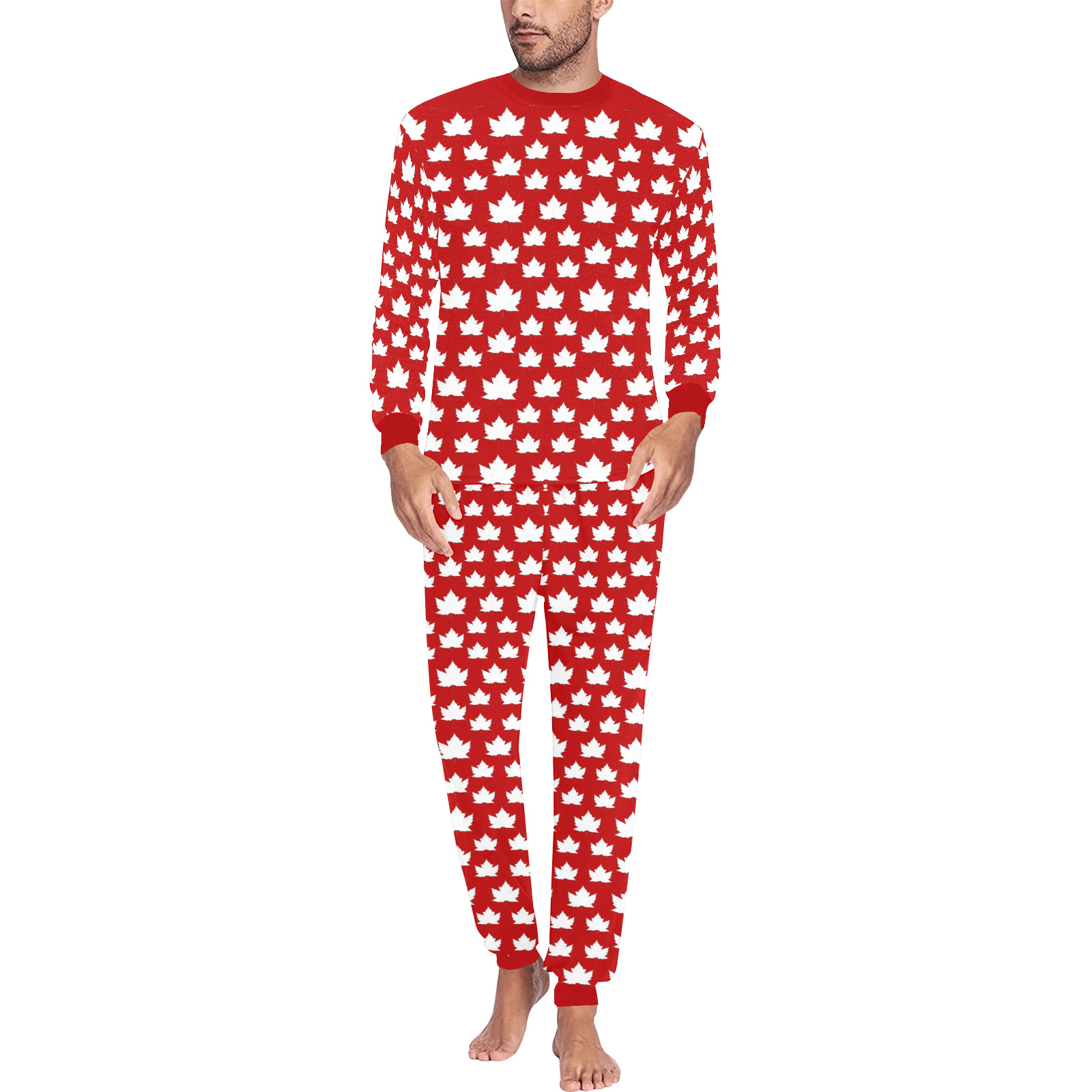 Cute Canada Men's Pajama Sets Men's All Over Print Pajama Set with Custom Cuff