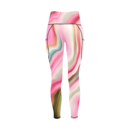 Modern abstract waves 8 Women's All Over Print Leggings with Pockets (Model L56)
