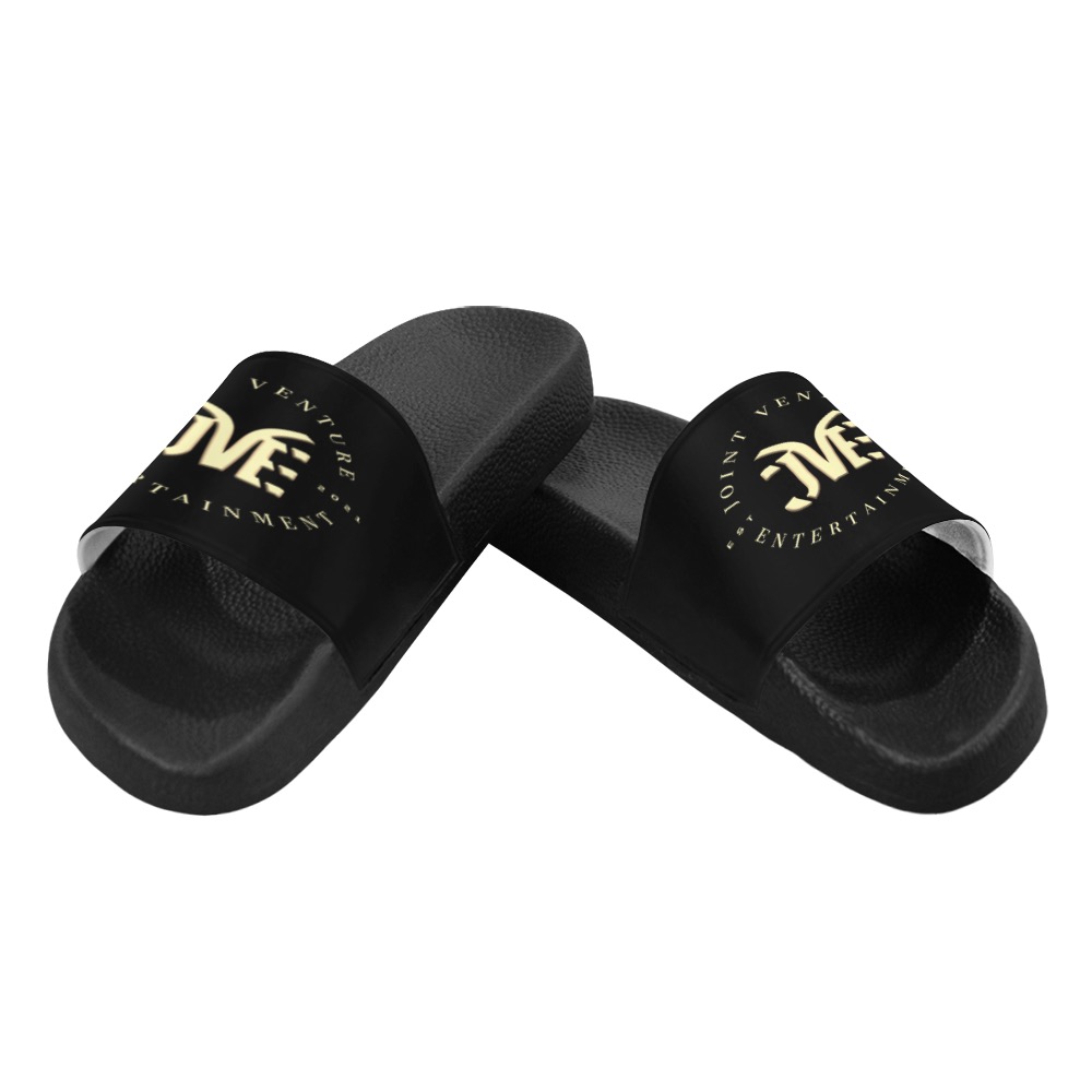 JVE Culture Unique Sliders (Black and Gold) Men's Slide Sandals (Model 057)
