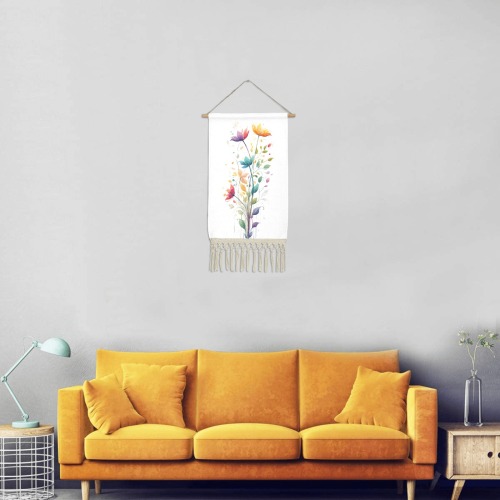 Amazing summer flowers, long stems. Colorful art. Linen Hanging Poster