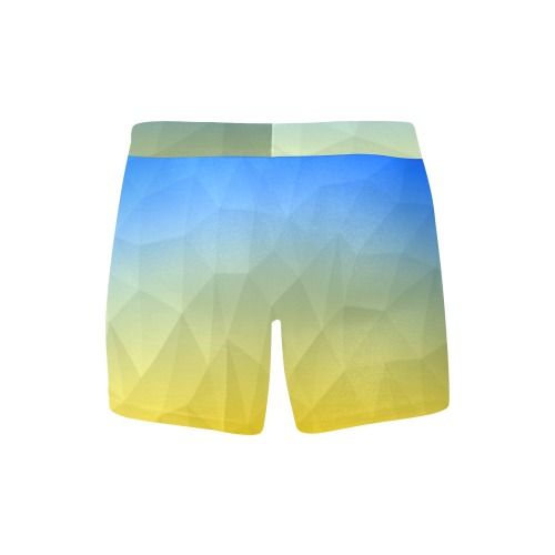 Ukraine yellow blue geometric mesh pattern Men's Boxer Briefs with Custom Inner Pocket & Waistband (Model L34)