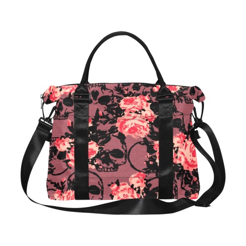 Pink and Black Skull Travel Bag Large Capacity Duffle Bag (Model 1715)