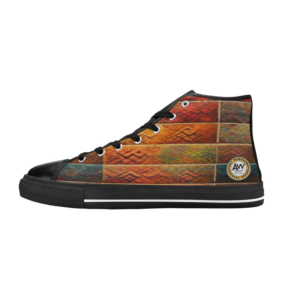 colourful brick Women's Classic High Top Canvas Shoes (Model 017)