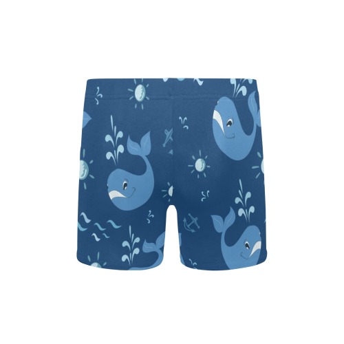 Navy Funny Whale Little Boys' Swimming Trunks (Model L57)