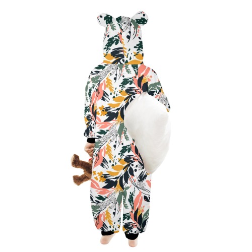 Brushstrokes of nature-8 One-Piece Zip up Hooded Pajamas for Little Kids