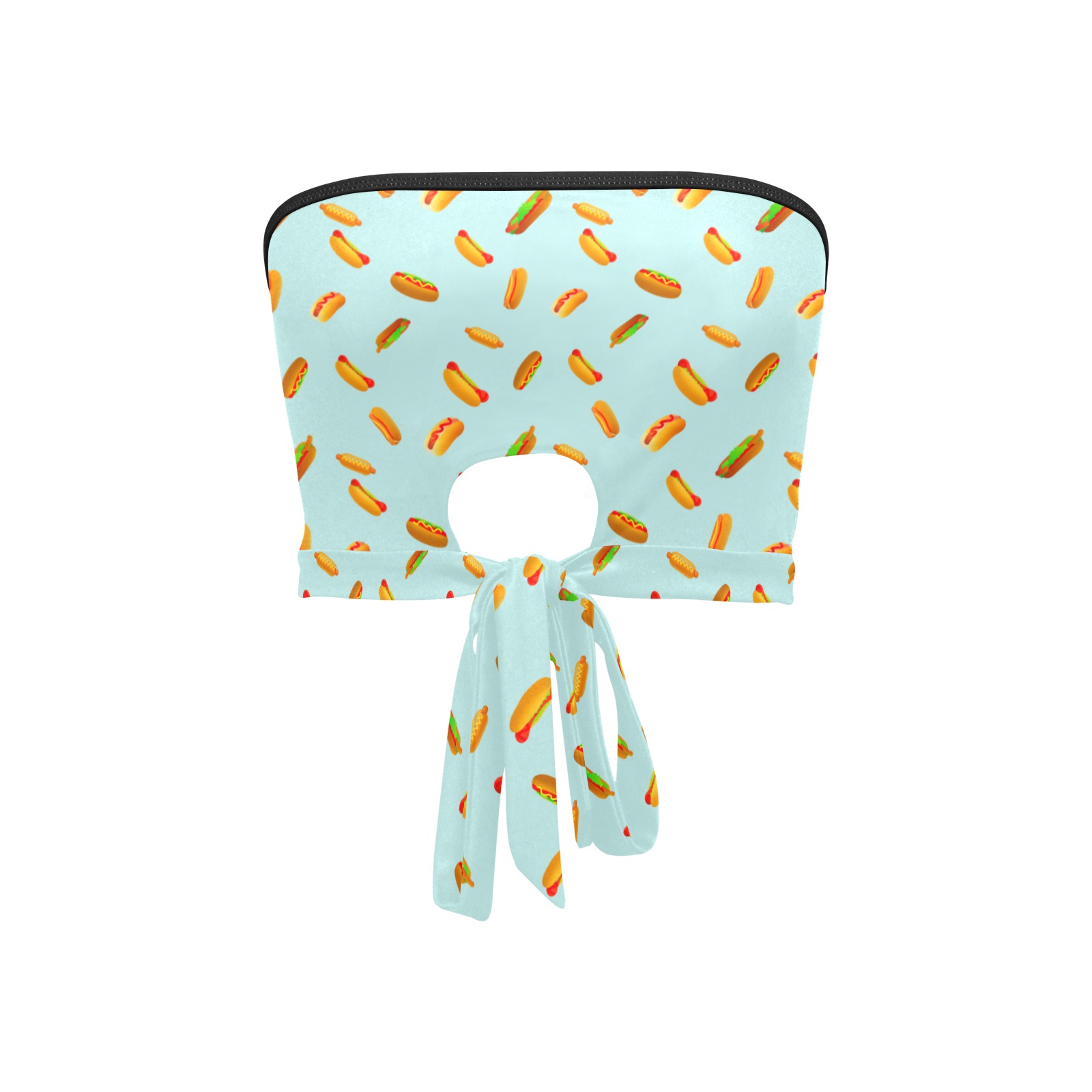 Hot Dogs on Blue Women's Tie Bandeau Top (Model T66)