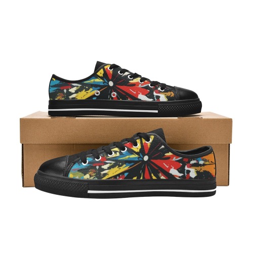 Fantastic abstract colorful flower modern art Women's Classic Canvas Shoes (Model 018)