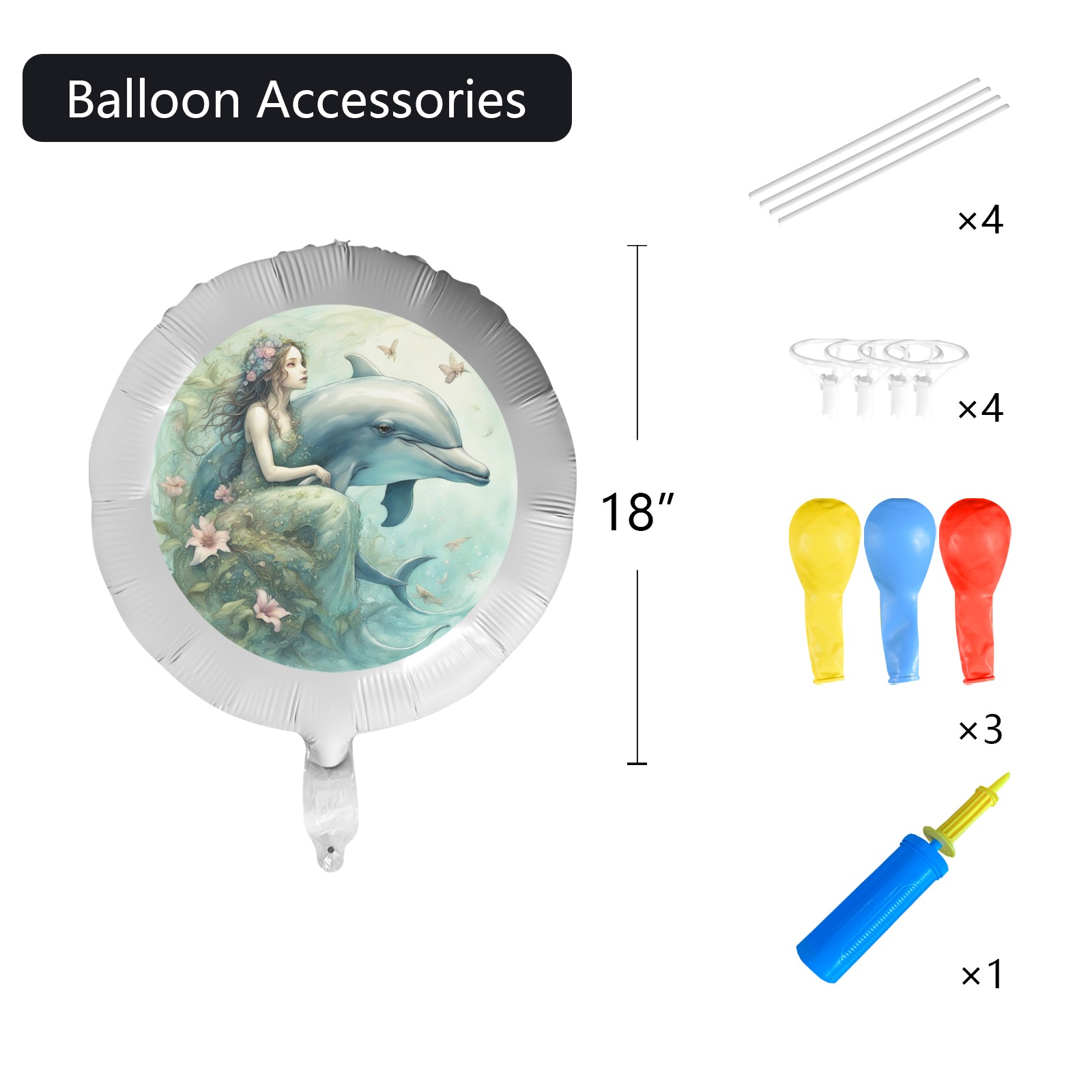 Dolphin Fantasy 2 Foil Balloon (18inch)
