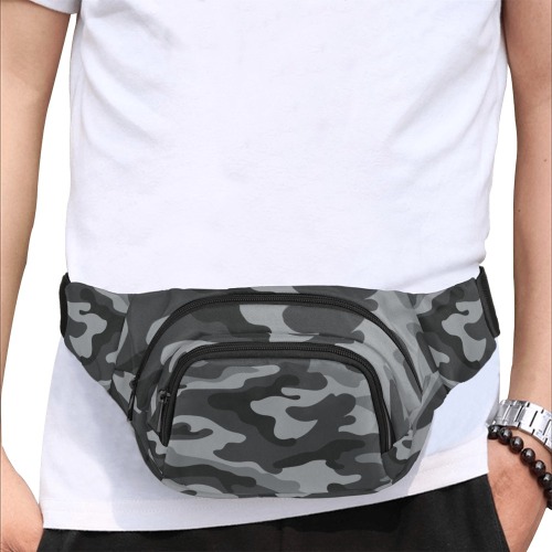 GRAY TONES CAMO waist/fanny pack Fanny Pack/Small (Model 1677)