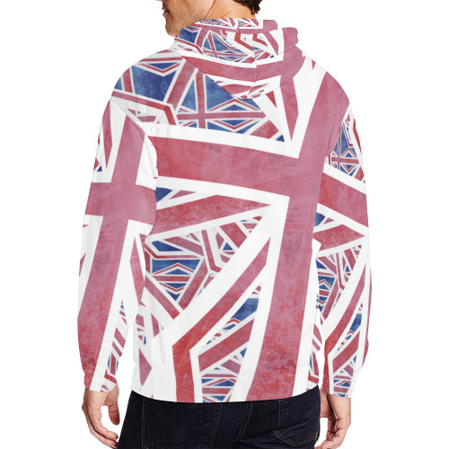 Abstract Union Jack British Flag Collage All Over Print Full Zip Hoodie for Men (Model H14)