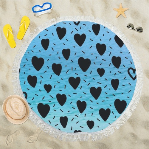 A Sea of Hearts Circular Beach Shawl 59"x 59"