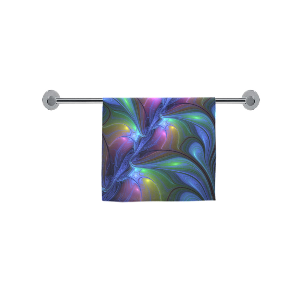 Colorful Luminous Abstract Blue Pink Green Fractal Custom Towel 16"x28"