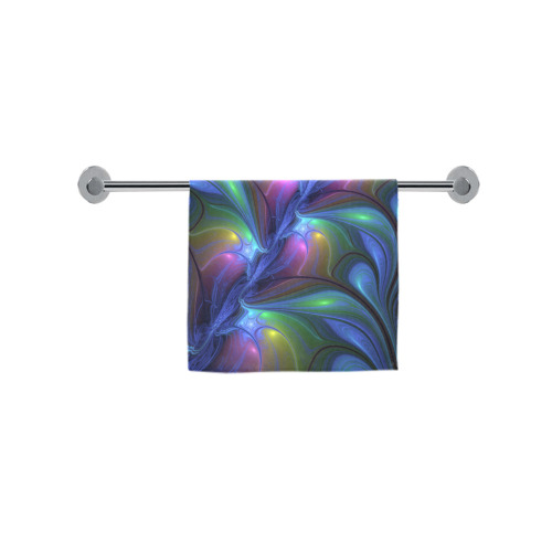 Colorful Luminous Abstract Blue Pink Green Fractal Custom Towel 16"x28"