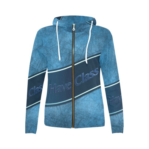 I Have Class All Over Print Full Zip Hoodie for Women (Model H14)