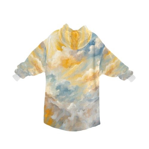 Sun is shining above the colorful clouds cool art Blanket Hoodie for Kids