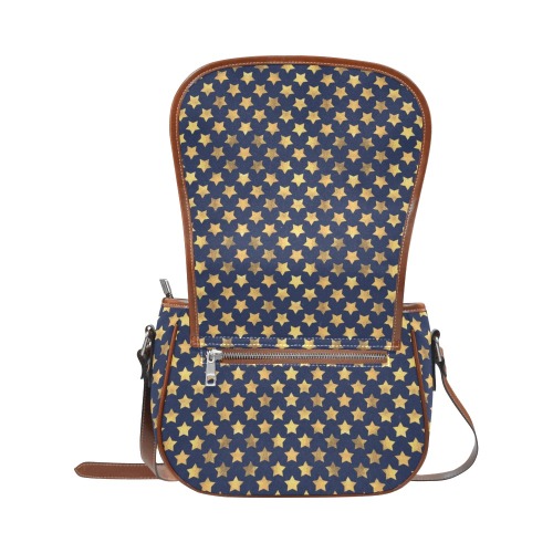 Navy with Gold Stars Saddle Bag/Large (Model 1649)