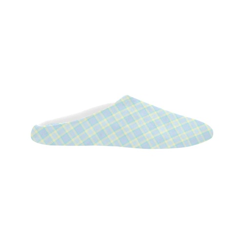 Pastel Baby Boy Plaid Women's Non-Slip Cotton Slippers (Model 0602)