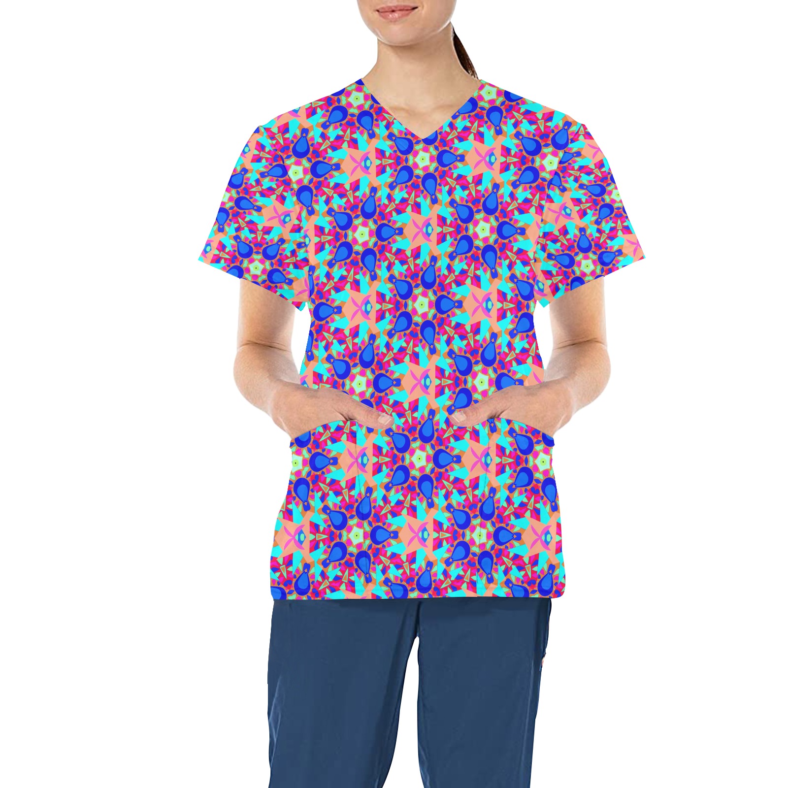 pink beuaty All Over Print Scrub Top