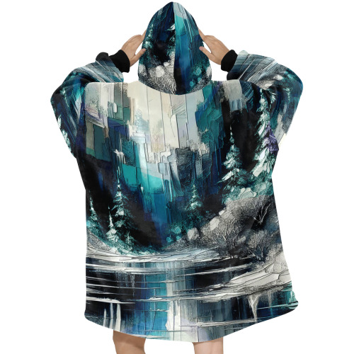 Painted City Winter Scene 1006 Blanket Hoodie for Women