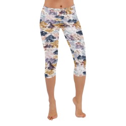 CAMO MOUNTAINS ABSTRACT C Women's Low Rise Capri Leggings (Invisible Stitch) (Model L08)
