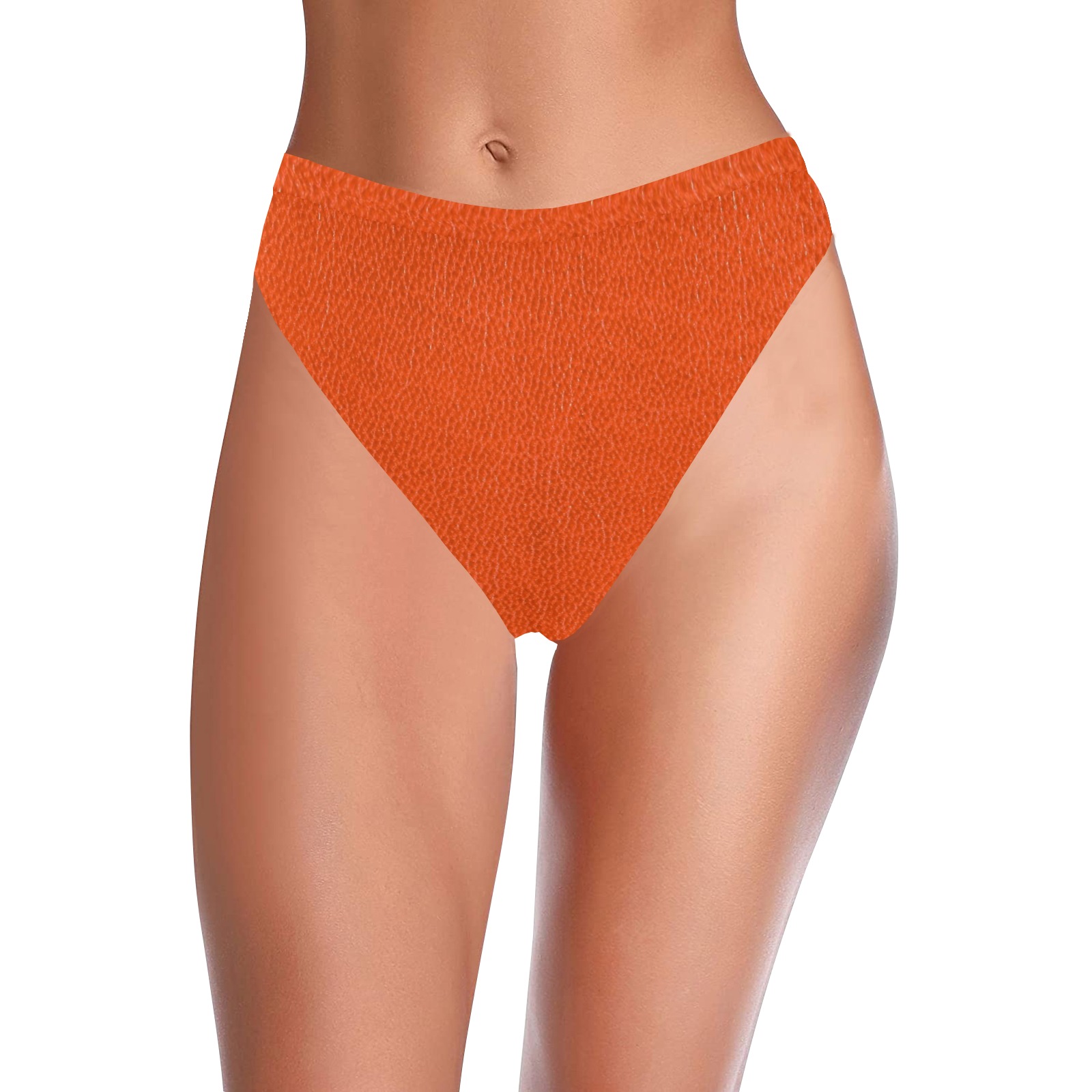 FAUX LEATHER BROWN 4 (2) High-Waisted High-Cut Bikini Bottom (Model S07)