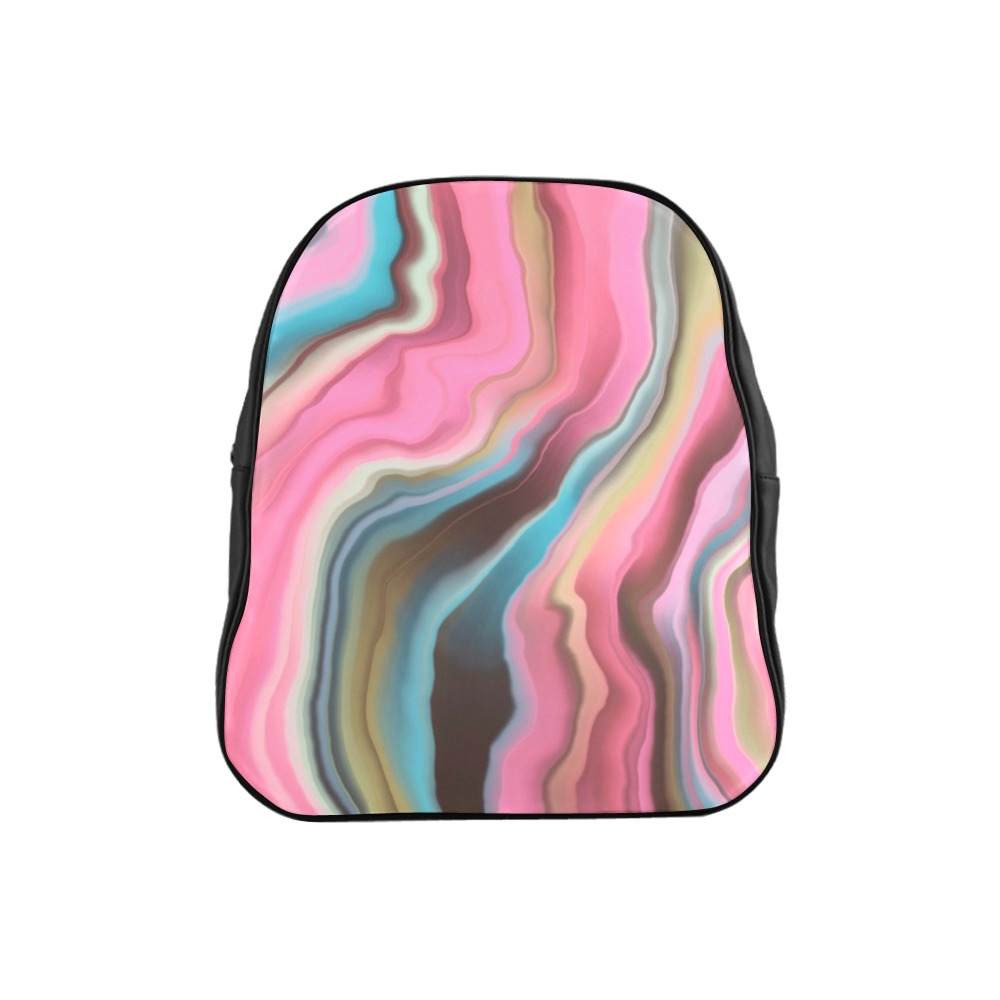 Colorful wavy lines 30E School Backpack (Model 1601)(Small)