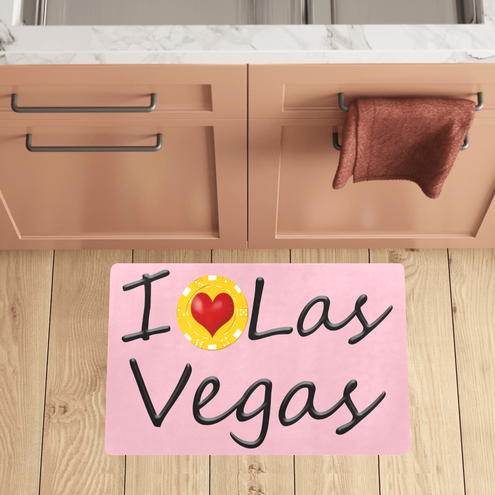 I Love Las Vegas / Pink Kitchen Mat 28"x17"