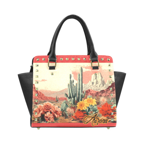 Arizona Desert Flowers Rivet Shoulder Handbag (Model 1645)