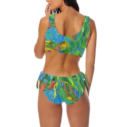 Green Tulip Collection Bow Tie Front Bikini Swimsuit (Model S38)