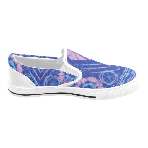 Tie Dye Effect on Navy Slip-on Canvas Shoes for Kid (Model 019)